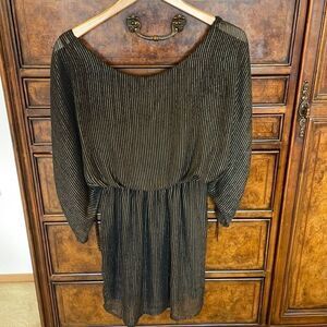 MAUDE black and gold striped dress